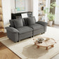Sophia&William 87.5"L Modular Sectional Sofa Sets, Modern Corduroy Couch 2-Seat Oversized Sofa Loveseat for Living Room,Gray