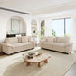 Sophia&William Convertible Sectional Sofa Couch, Modern Corduroy Couch 4-Seat Sofa Sectional for Living Room,Beige