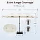Alpha Joy 15ft Outdoor Patio Umbrella Extra-Large Double-Sided Garden Umbrella with Crank Handle and Base - Ivory