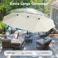 Alpha Joy 15ft Outdoor Patio Umbrella Extra-Large Double-Sided Garden Umbrella with Crank Handle and Base - Ivory