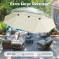 Alpha Joy 13x6.5ft Double-Sided Extra Large Outdoor Patio Market Rectangle Umbrella with Crank Handle, Ivory