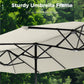 Alpha Joy 13x6.5ft Double-Sided Extra Large Outdoor Patio Market Rectangle Umbrella with Crank Handle, Ivory