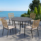 Sophia&William 5Pcs Patio Dining Set Outdoor Metal Stackable Chairs with Wicker Rattan Backrest & 42inch Round Table Furniture Sets for 4