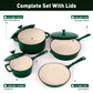 Sophia & William 7 Pieces Enameled Cast Iron Nonstick Cookware Set, Emerald
