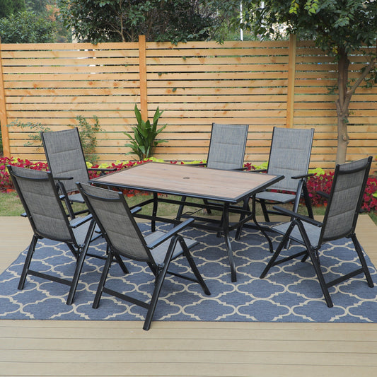 Alpha Joy 7 Pieces Patio Dining Set Folding Chairs & Steel Table