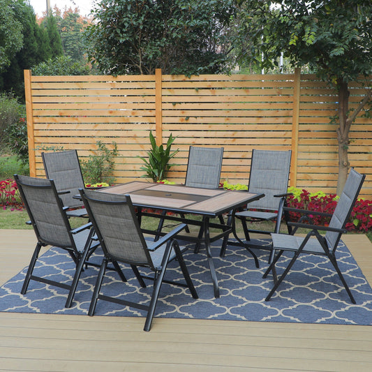 Alpha Joy 7 Pieces Patio Dining Set Folding Chairs & Steel Table