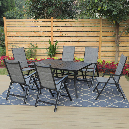 Alpha Joy 7 Pieces Patio Dining Set Folding Chairs & Steel Table