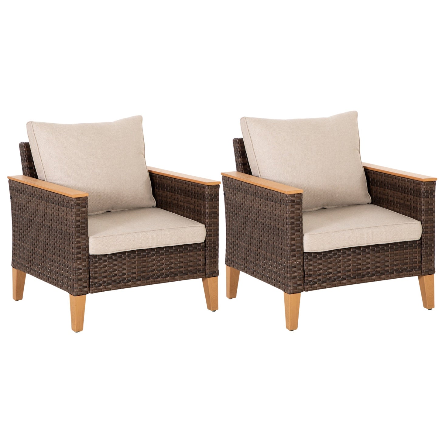 Sophia & William Wicker Patio Conversation Sofa Chairs Set of 2, Beige