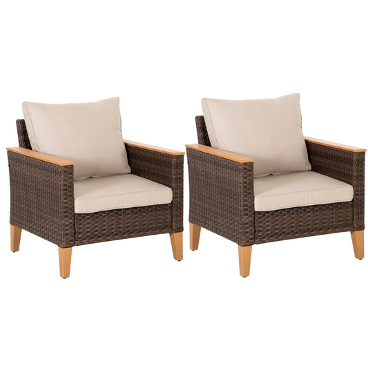 Sophia & William Wicker Patio Conversation Sofa Chairs Set of 2, Beige
