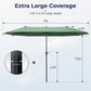 Alpha Joy 13x6.5ft Double-Sided Extra Large Outdoor Patio Market Rectangle Umbrella with Crank Handle, Mint Green