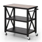 Alpha Joy Outdoor Grill Cart 3-Tier Rolling BBQ Grill Prep Table with Side Hand and Wheels