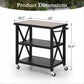Alpha Joy Outdoor Grill Cart 3-Tier Rolling BBQ Grill Prep Table with Side Hand and Wheels