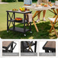 Alpha Joy Outdoor Grill Cart 3-Tier Rolling BBQ Grill Prep Table with Side Hand and Wheels