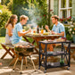 Alpha Joy Outdoor Grill Cart 3-Tier Rolling BBQ Grill Prep Table with Side Hand and Wheels