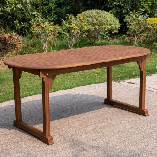 Sophia & William Outdoor Extendable Acacia Wood Patio Dining Table for 6-8 Person, Dark Brown
