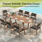 Sophia & William 9-Piece Outdoor Patio Dining Set Wicker Rattan Chairs with Acacia Wood Structure and Extendable Wood Table, Dark Brown