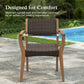 Sophia & William Wicker Rattan Outdoor Patio Dining Chairs with Acacia Wood Structure - Set of 2, Dark Brown