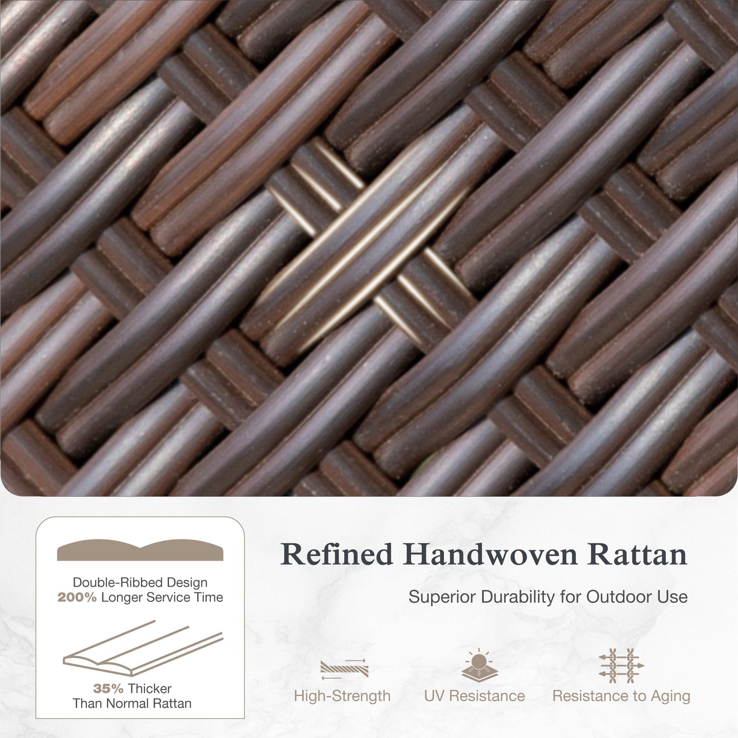 Sophia & William Wicker Rattan Outdoor Patio Dining Chairs with Acacia Wood Structure - Set of 2, Dark Brown