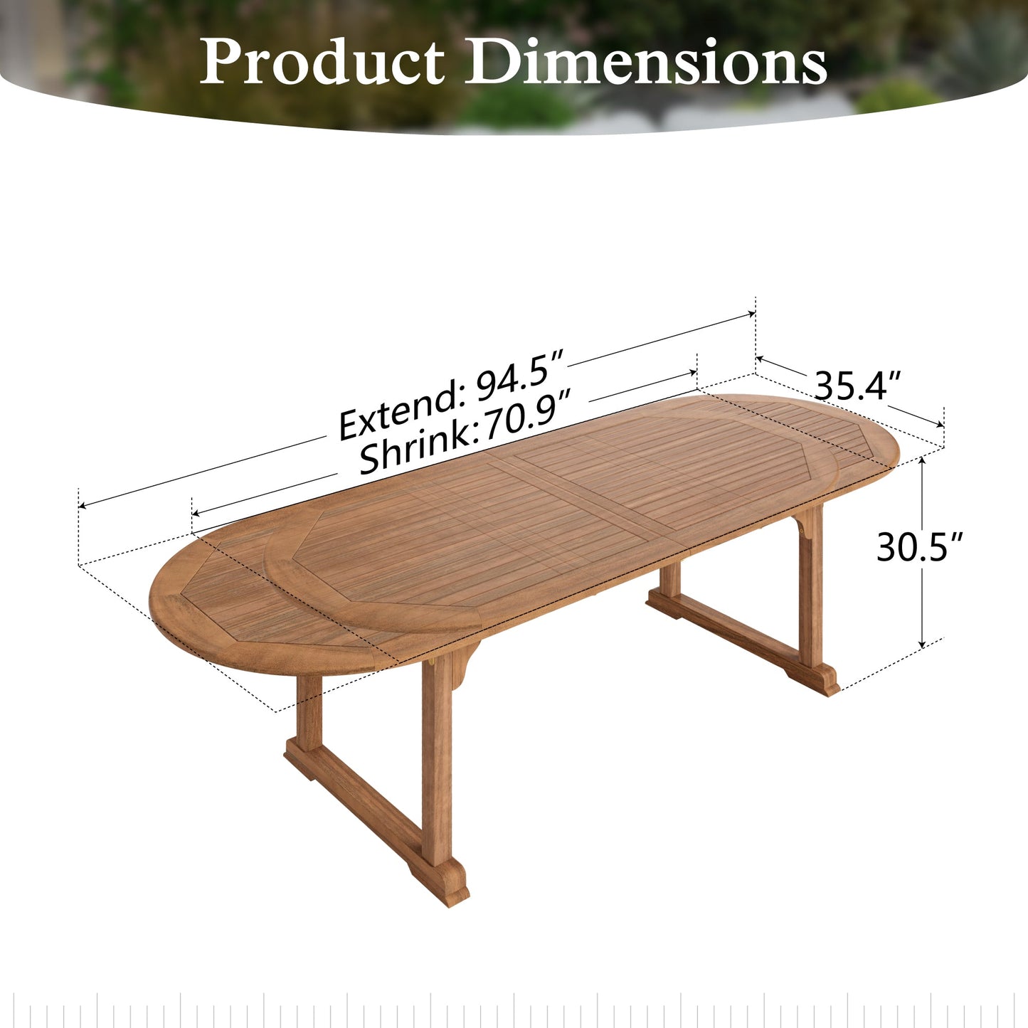 Sophia & William Outdoor Extendable Acacia Wood Patio Dining Table for 6-8 Person, Dark Brown