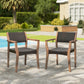 Sophia & William Wicker Rattan Outdoor Patio Dining Chairs with Acacia Wood Structure - Set of 2, Dark Brown