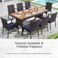 Alpha Joy 9-Piece Outdoor Patio Dining Set Wicker Rattan Chairs and Acacia Wood Table Set for 8 Person, Navy