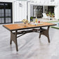 Alpha Joy Outdoor Acacia Wood Patio Dining Table for 6-8 Person, Dark Brown