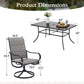Sophia & William 8-Piece Outdoor Patio Dining Set with 13ft Gray Umbrella, Rectangle Table & Padded Textilene Chairs Furniture Set for 6