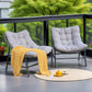 Sophia & William 2 Pieces Outdoor Patio Oversized Rattan Papasan Chairs with Steel Frame & Cushions, Whitish-grey & Beige