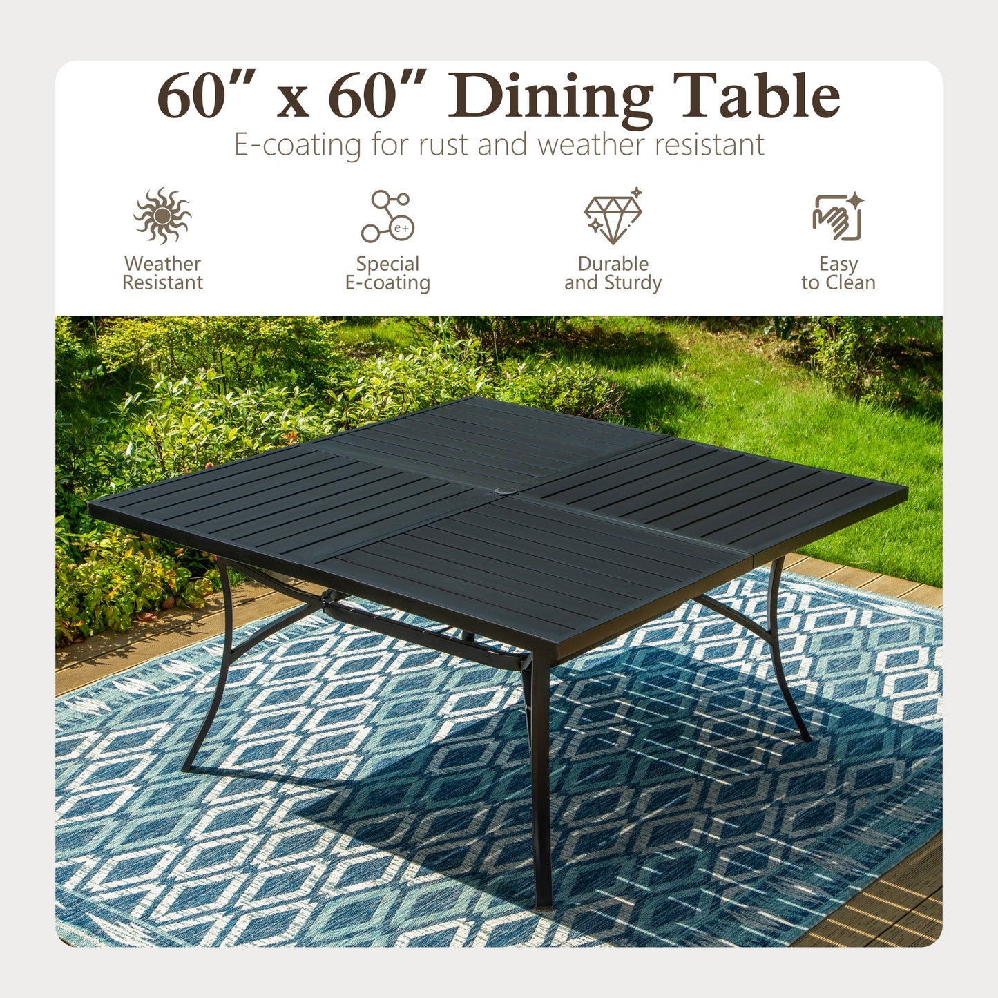 Sophia & William 9 Piece Outdoor Metal Patio Dining Set Square Table and Swivel Chairs Set