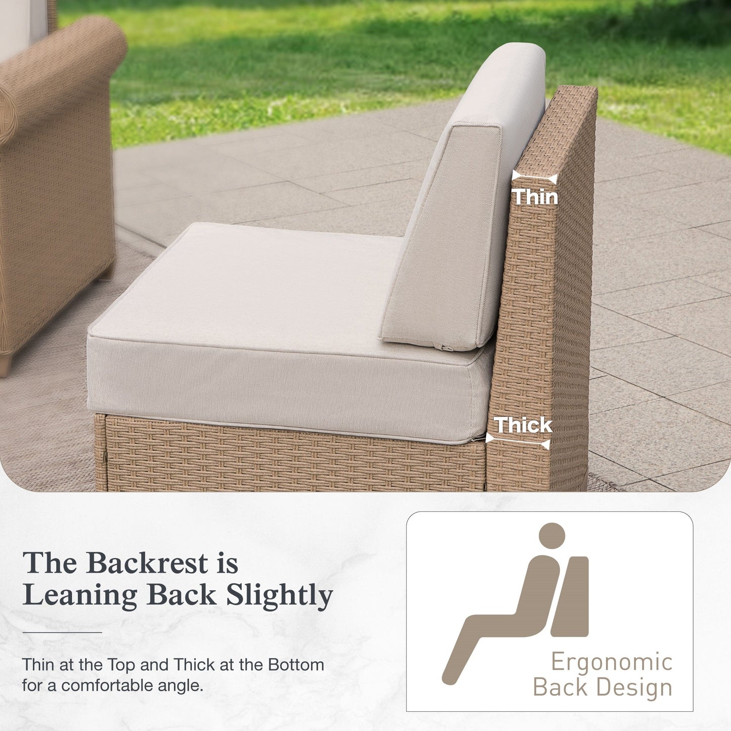 Sophia & William 5 Pieces Wicker Patio Furniture Set 4-Seat Outdoor Conversation Set with Coffee Table, Beige