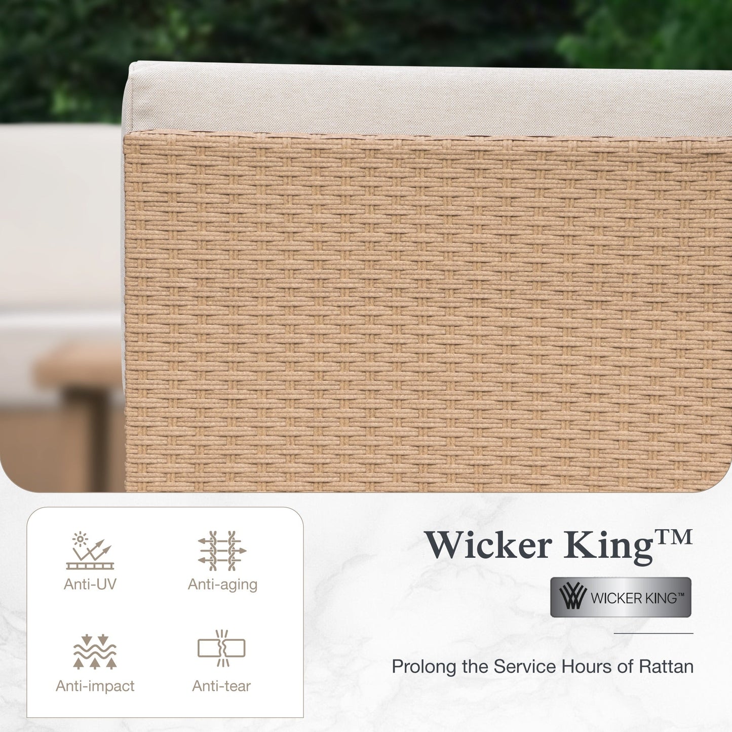 Sophia & William 2 Pieces Wicker Outdoor Patio Sofa Conversation Set with Beige Cushions and Steel Frame