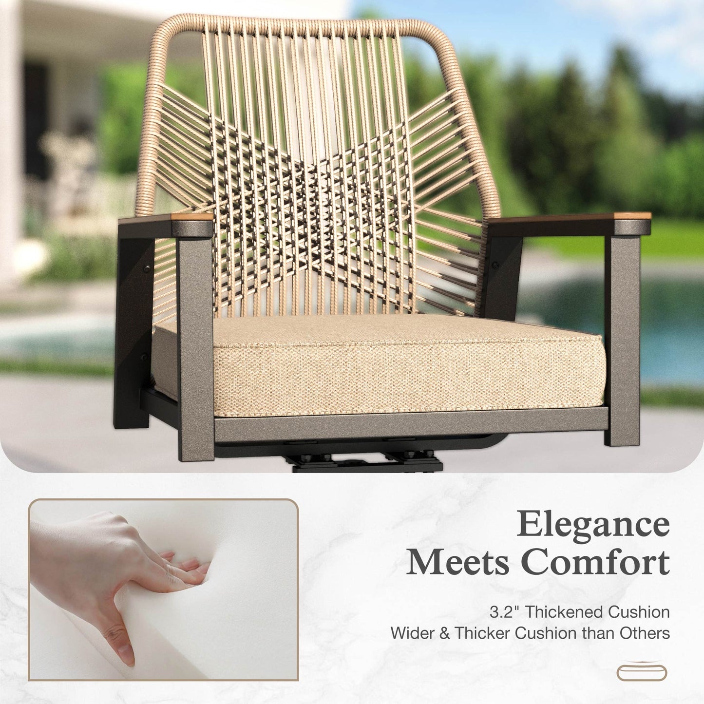 Sophia & William 7-Piece Outdoor Patio Dining Set Swivel Metal Wicker Chairs and Extendable Steel Table