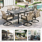 Sophia & William 9-Piece Outdoor Patio Dining Set Swivel Metal Wicker Chairs and Extendable Steel Table