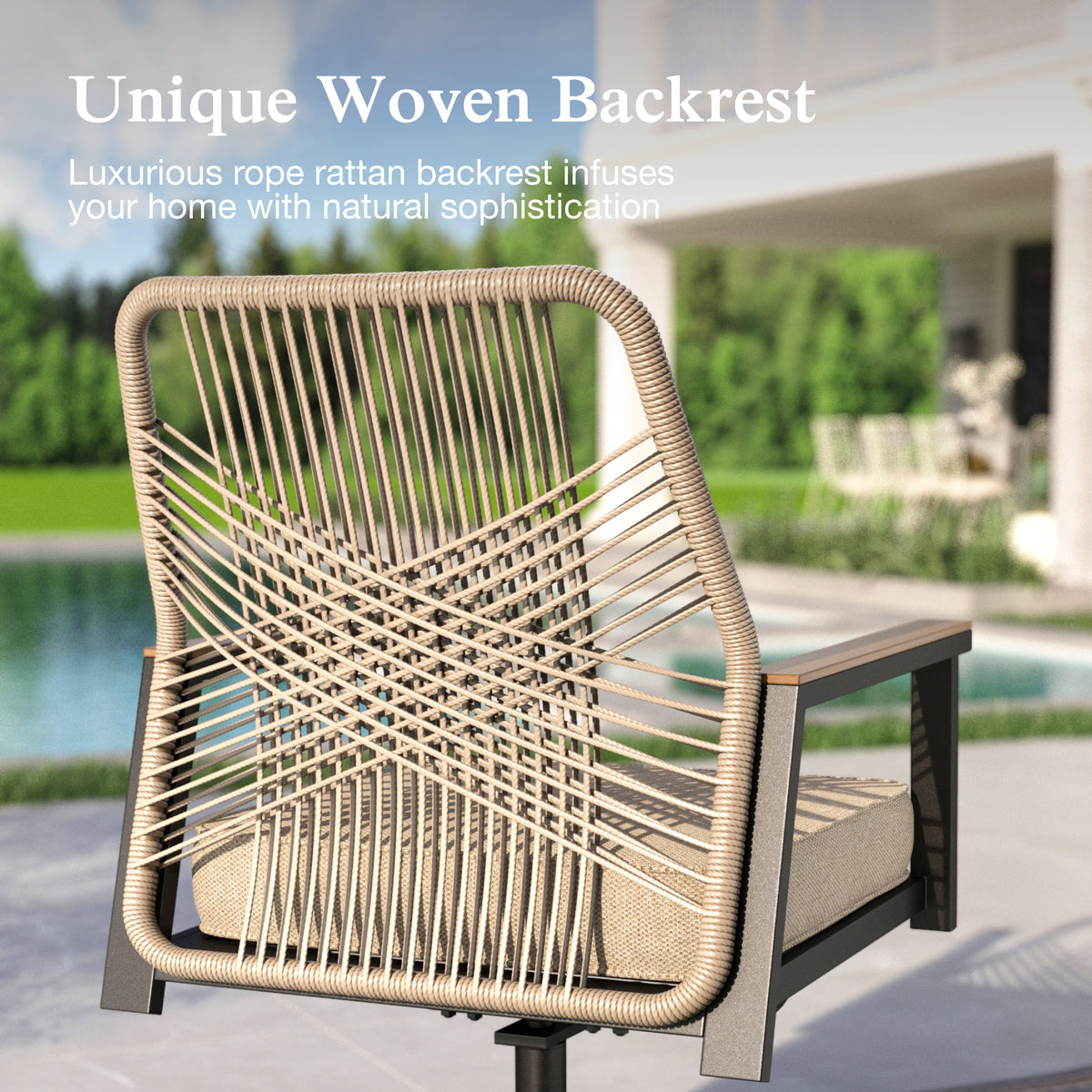 Sophia & William 9-Piece Outdoor Patio Dining Set Swivel Metal Wicker Chairs and Steel Round Table