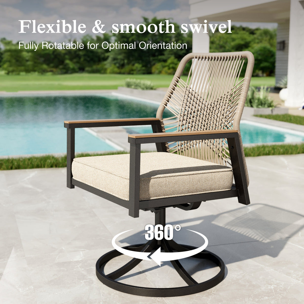 Sophia & William 9-Piece Outdoor Patio Dining Set Swivel Metal Wicker Chairs and Steel Round Table