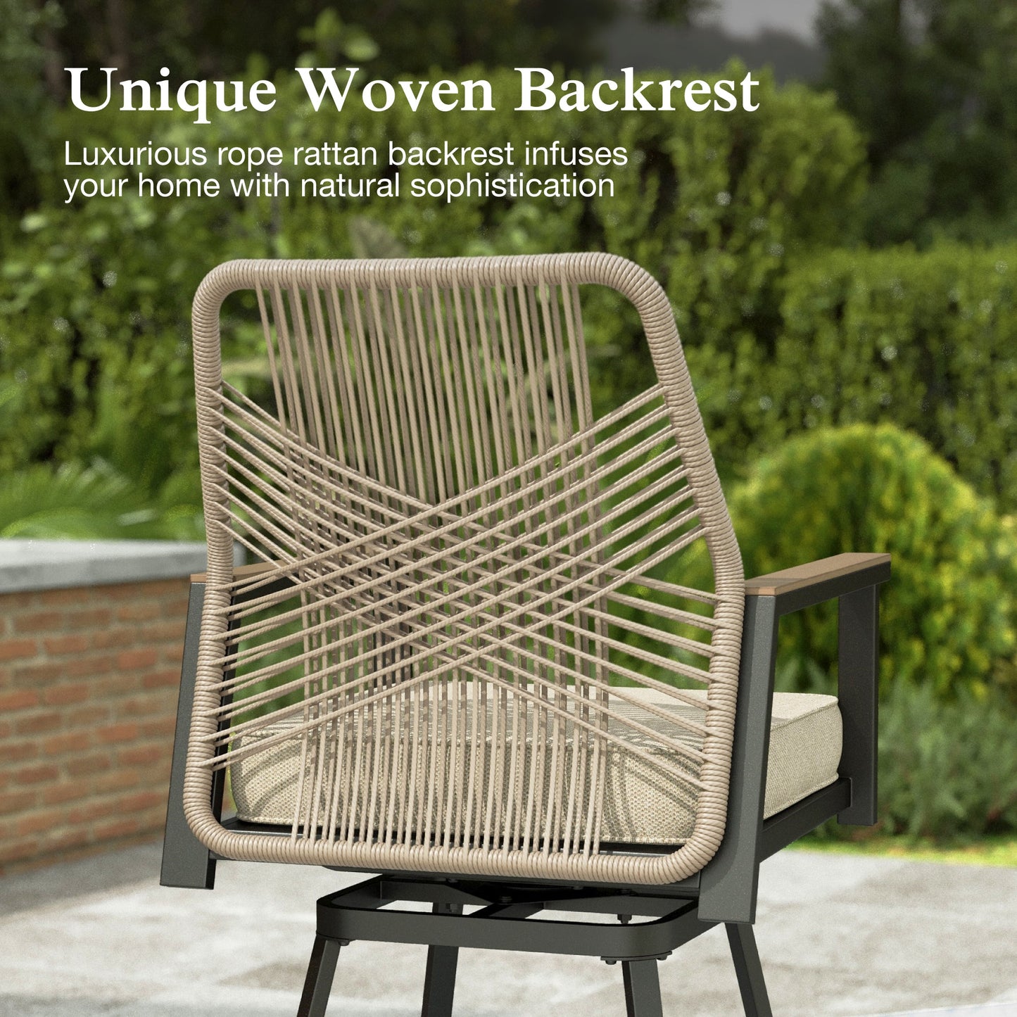 Sophia & William Patio Outdoor Bar Set Wicker Rattan Bar Height Swivel Stools & Table Furniture Bistro Set