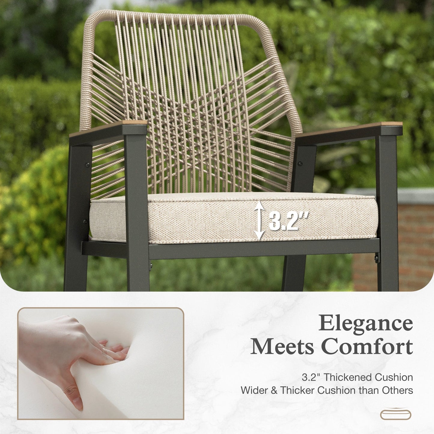 Sophia & William 3PCS Patio Outdoor Bar Set Wicker Rattan Bar Height Stools & Table Furniture Bistro Set