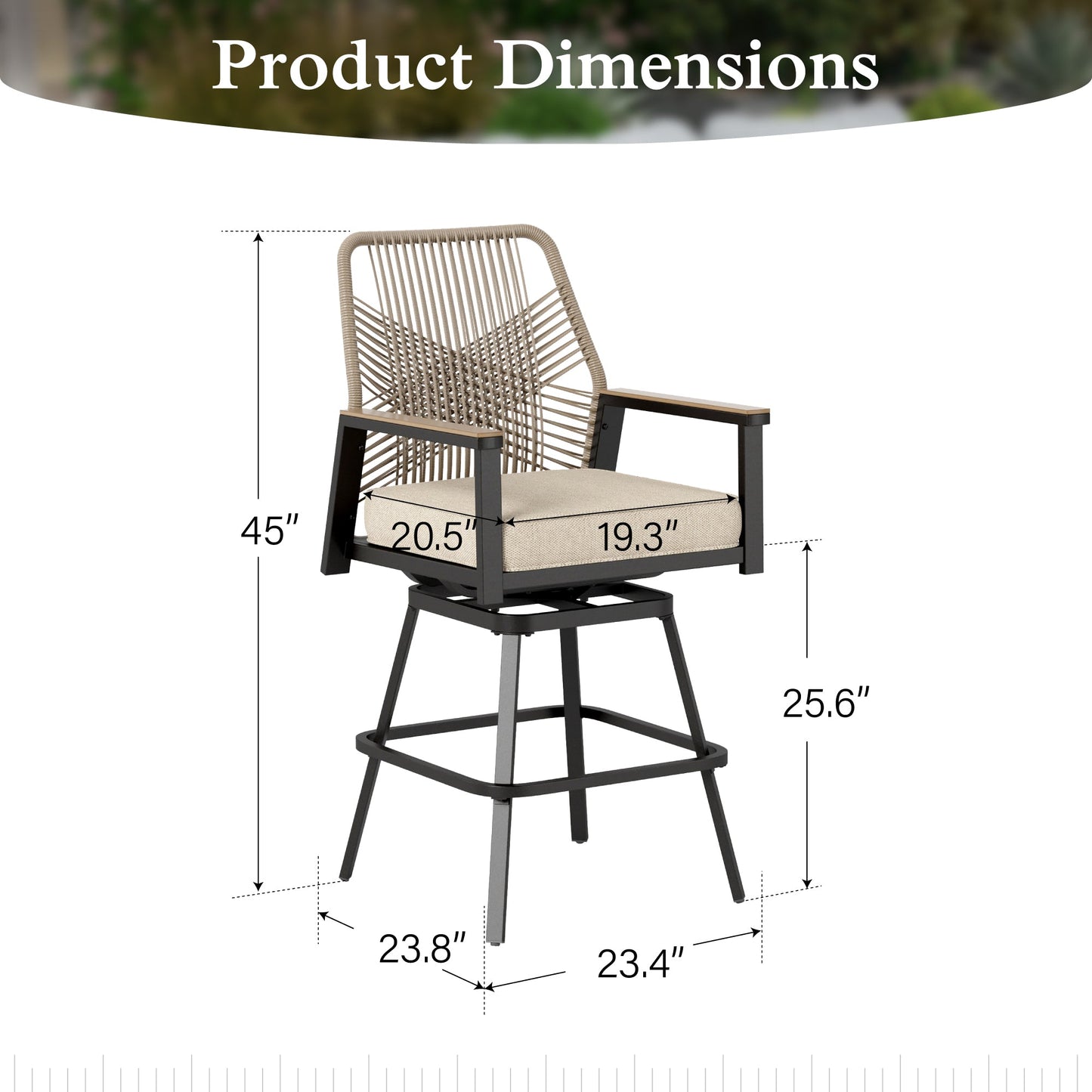 Sophia & William Outdoor Patio Swivel Bar Stools Wicker Rattan Counter Height Chairs, Set of 2