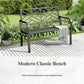 Alpha Joy Outdoor Bench 2-Person Metal Patio Garden Bench for Lawn, Park, Geometric