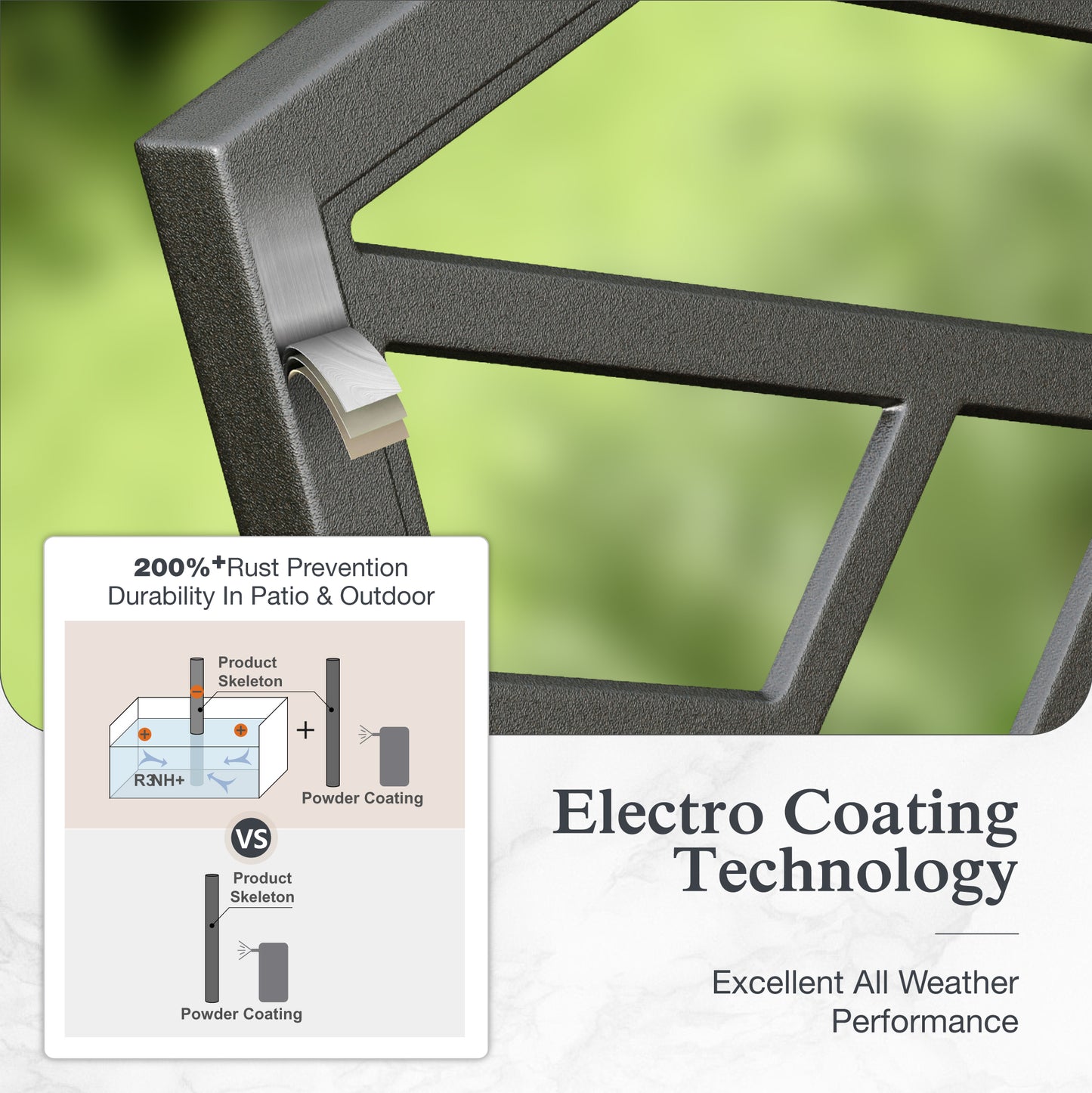 Alpha Joy Outdoor Bench 2-Person Metal Patio Garden Bench for Lawn, Park, Geometric