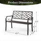 Alpha Joy Outdoor Bench 2-Person Metal Patio Garden Bench for Lawn, Park, Geometric