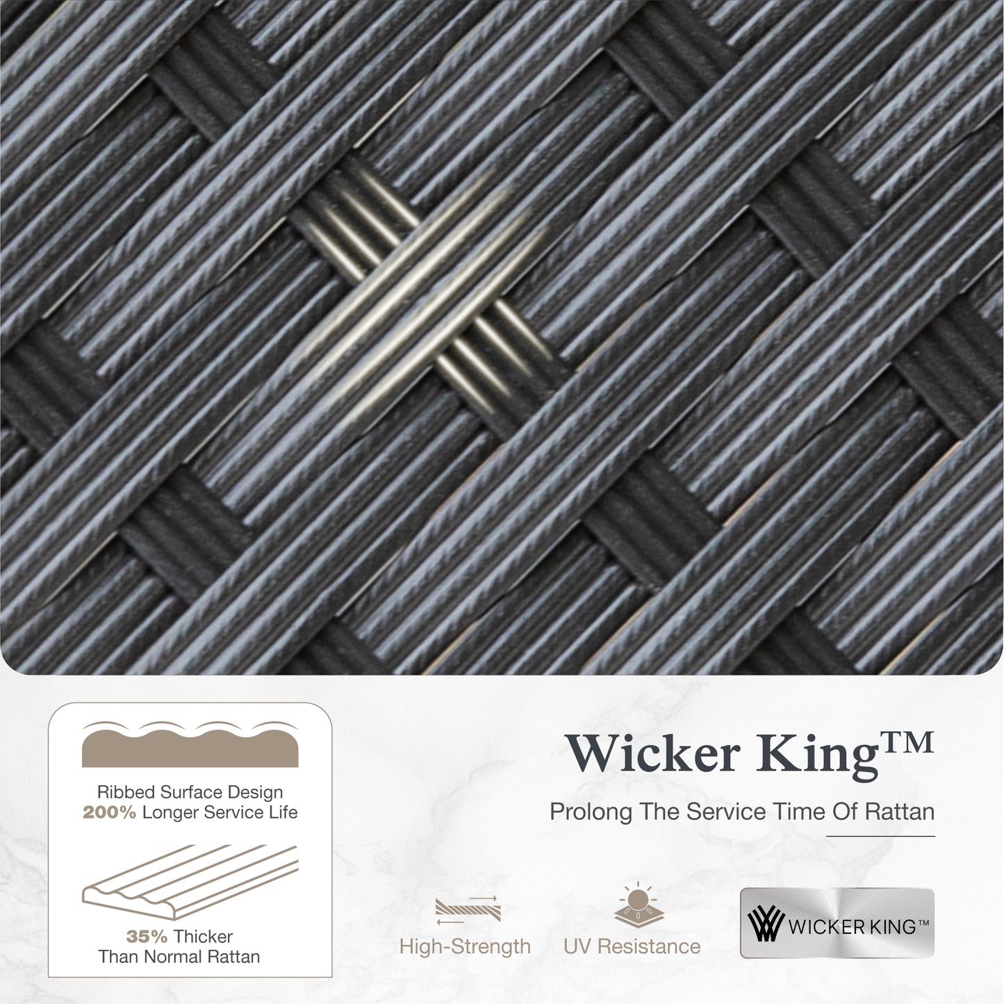 Sophia & William Patio Outdoor Bar Set HDPE Height Stools & Table Bistro Set Cushioned Wicker Chair Furniture Set