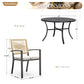 Sophia&William 5Pcs Patio Dining Set Outdoor Metal Stackable Chairs with Wicker Rattan Backrest & 42inch Round Table Furniture Sets for 4