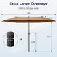 Alpha Joy 13x6.5ft Double-Sided Extra Large Outdoor Patio Market Rectangle Umbrella with Crank Handle, Maillard Brown