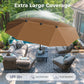 Alpha Joy 13x6.5ft Double-Sided Extra Large Outdoor Patio Market Rectangle Umbrella with Crank Handle, Maillard Brown