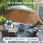 Alpha Joy 13x6.5ft Double-Sided Extra Large Outdoor Patio Market Rectangle Umbrella with Crank Handle, Tawny