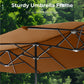 Alpha Joy 13x6.5ft Double-Sided Extra Large Outdoor Patio Market Rectangle Umbrella with Crank Handle, Tawny