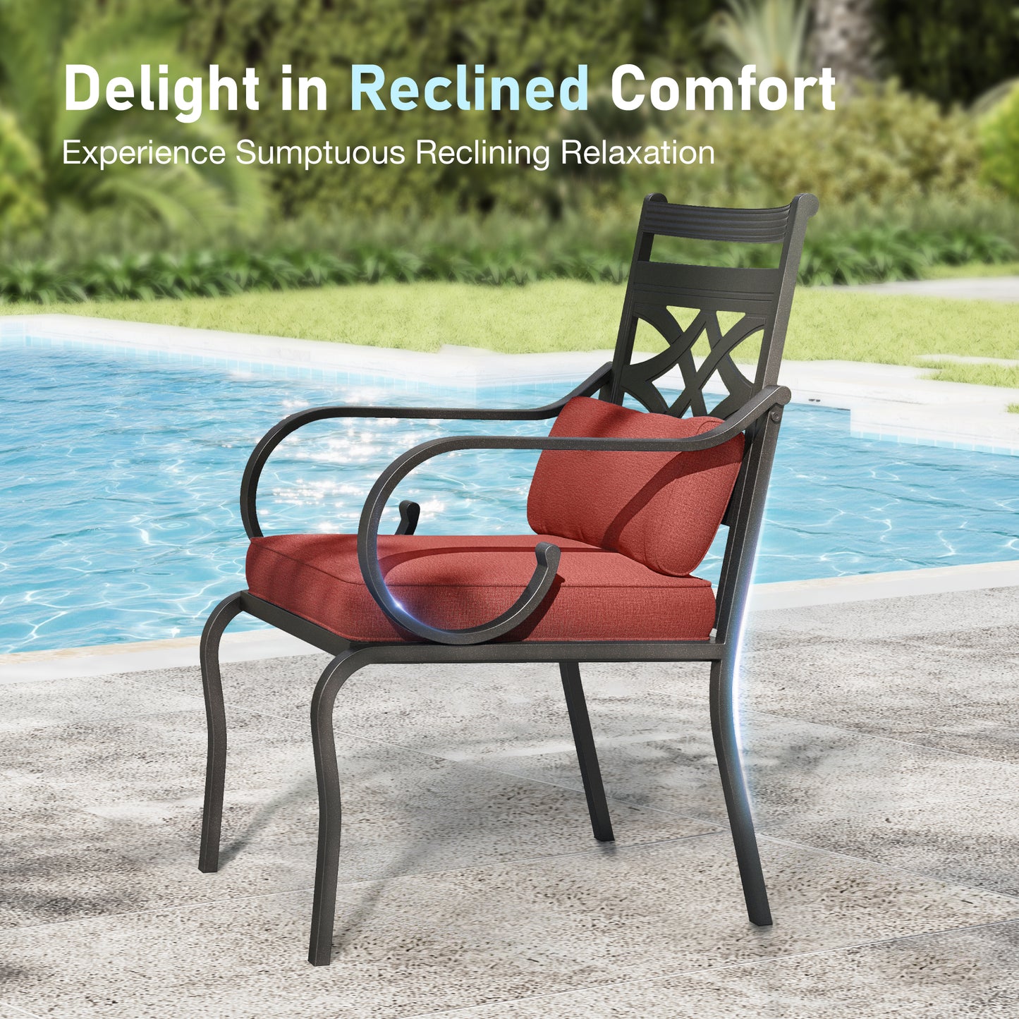 Sophia & William 9 Piece Outdoor Patio Dining Set 60  Square Table and Metal Cushioned Chairs Furniture Set for 8, Beige