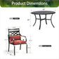 Sophia&William 5-Piece Outdoor Patio Dining Set Metal Cushioned Chairs and 42  Round Table Set with Cushion, Red