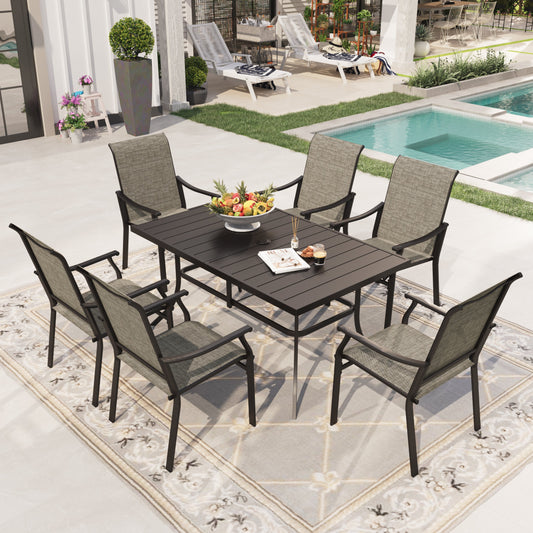 Sophia & William 7 Pieces Outdoor Patio Dining Set with 6Pcs Textilene Chairs & 1Pc Metal Table for 6-person